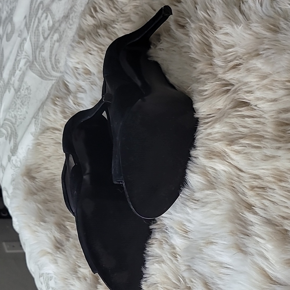 Guess Suede And Mesh Open Toe Zippered Heels - image 3